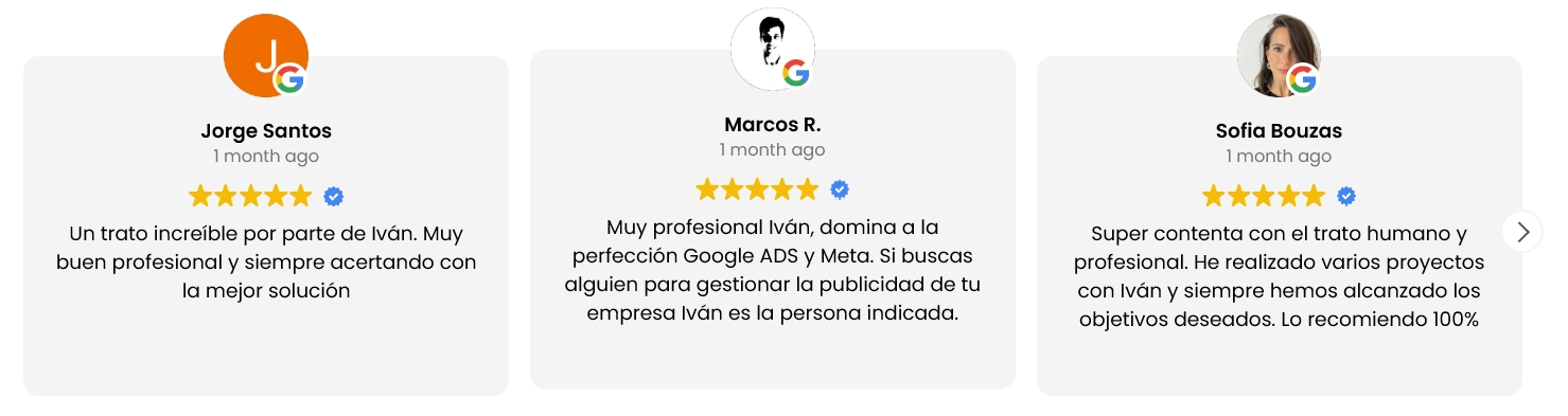 Reseñas reales de Google bloque 1