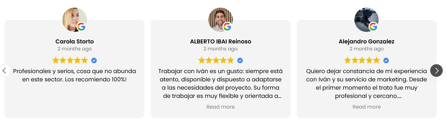 Reseñas reales de Google bloque 2