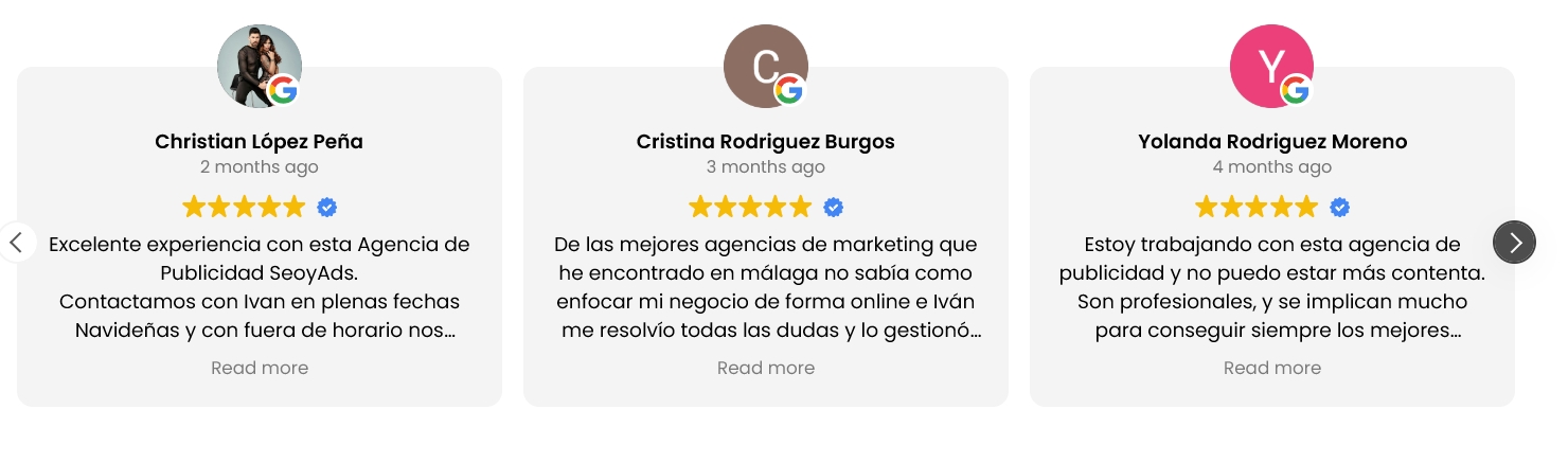 Reseñas reales de Google bloque 3